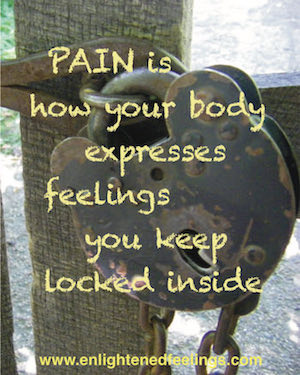 Pain is your body's expression of feelings you have choked back inside